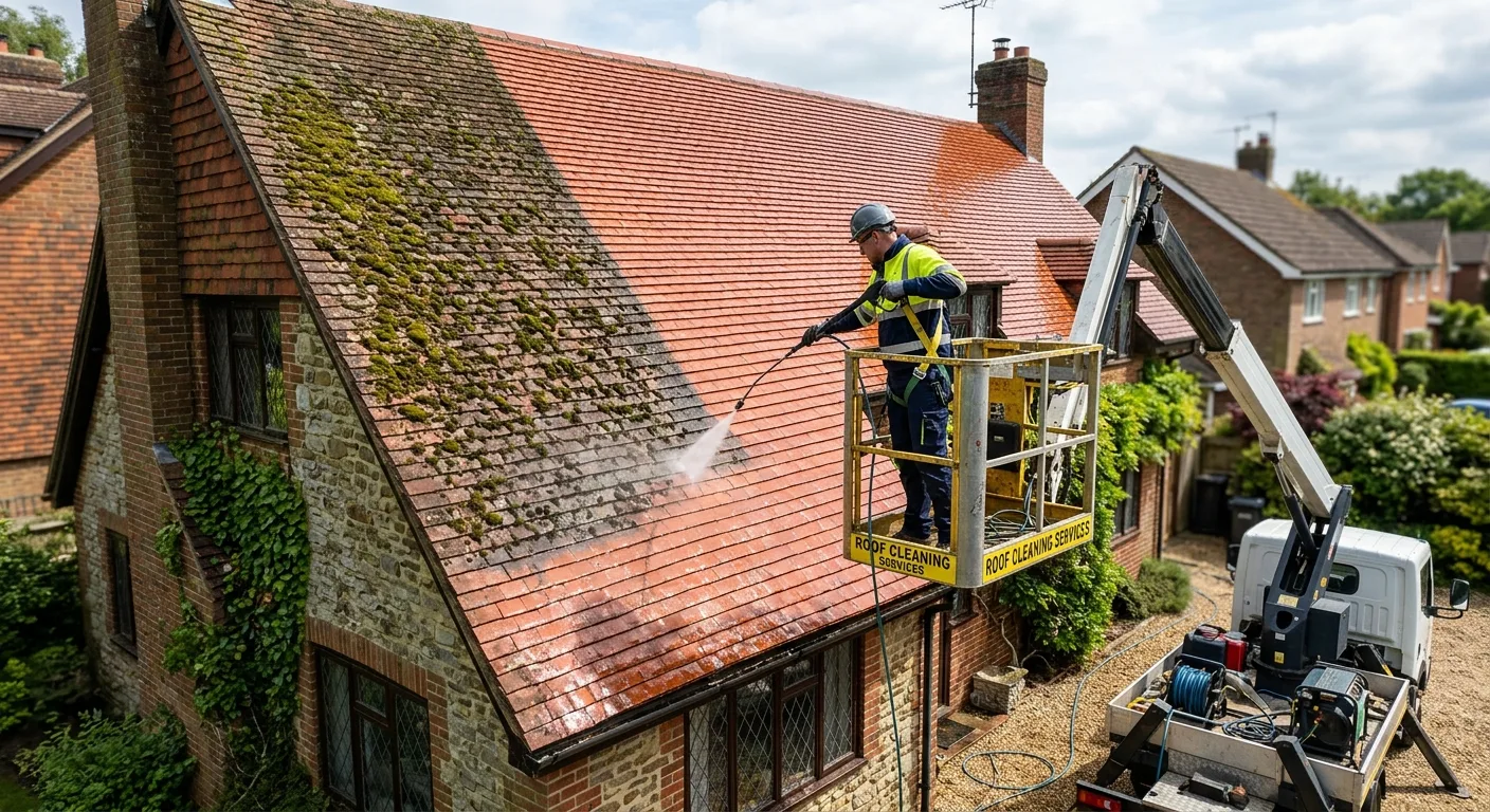 Roof cleaning transformation in progress